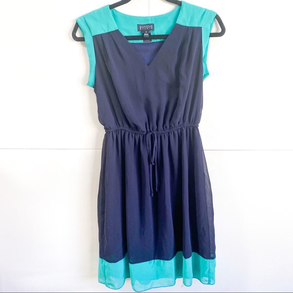 FINAL PRICE Enfocus Dress Color-block‎ Navy Teal